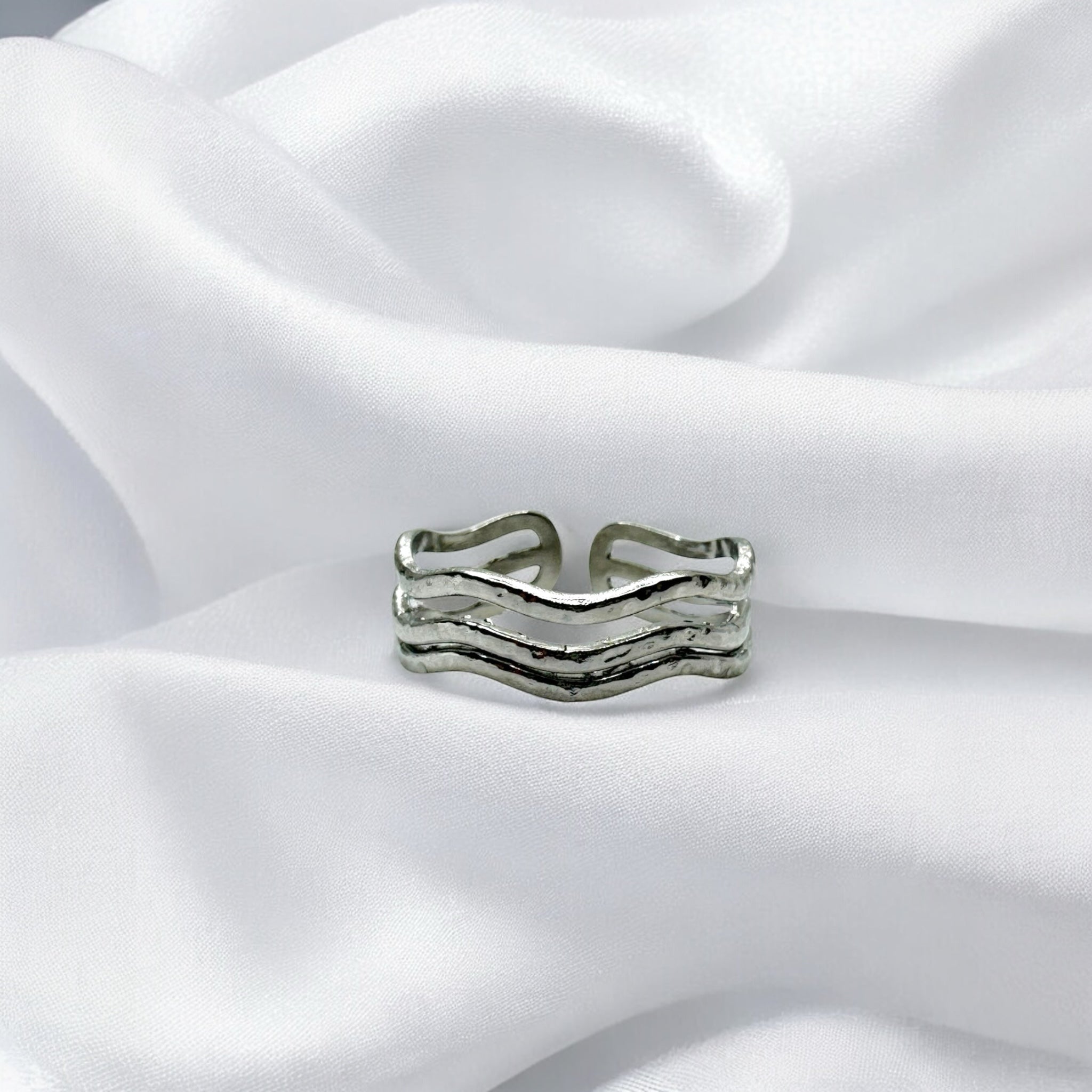 Anello marea silver regolabile Sharifa Crystals